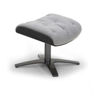 MyNewDesign Puf de tela gris y roble negro