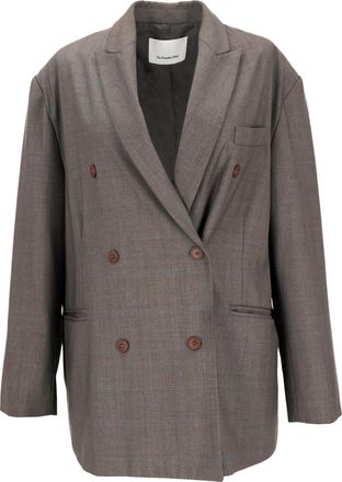 Frankie Shop Double-Breasted Blazer in Brown Polyester