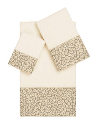 Linum Home Textiles 100% Turkish Cotton 3Pc Embellished Towel Set