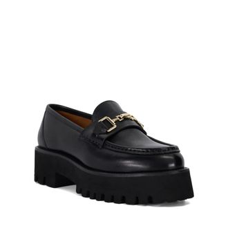 Dune London Womens Ladies Wf Groundbreaki - Wide Fit Chunky Branded Snaffle Trim Loafe - Black Leather - Size UK 8