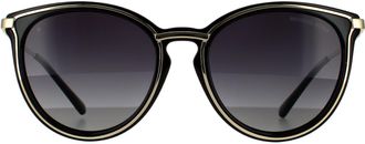 Michael Kors Round Light Gold Black Dark Grey Gradient Polarized Sunglasses