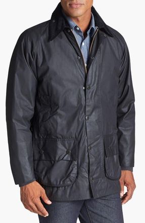 Barbour Beaufort Regular Fit Weatherproof Waxed Jacket in Black at Nordstrom, Size 40