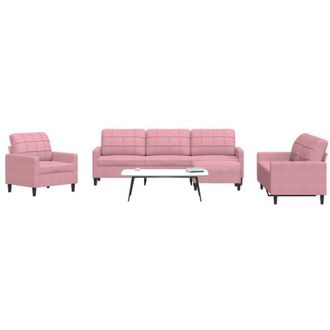 vidaXL Vidaxl - Juego De Sof&aacute;s Con Cojines 4 Piezas Terciopelo Rosa