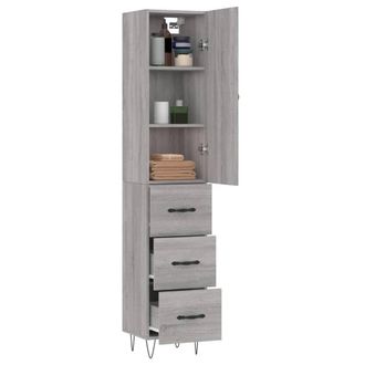 Berkfield Home Highboard Grey Sonoma 34.5x34x180 cm Engineered Wood