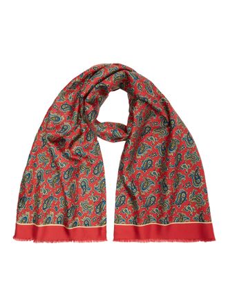 Oliver Brown Wool & Silk Scarf, Paisley - Red