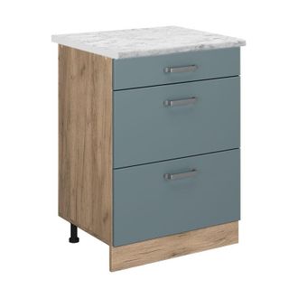 Vicco Mueble Bajo De Cocina R-line, Gris Azulado, 60 Cm Et M&aacute;rmol