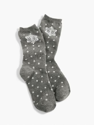 Talbots Dazzle Snowflake Trouser Socks - Shadow Heather - 001 Talbots