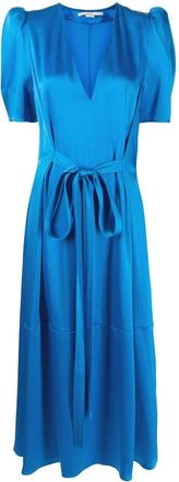 Stella McCartney V-neck tied-waist midi dress - women - Viscose/Acetate - 40 - Blue