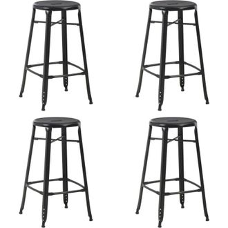vidaXL Vidaxl - Taburetes De Cocina 4 Unidades Acero Negro