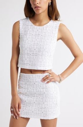 Open Edit Sleeveless Lace Tank Top in White at Nordstrom Rack, Size X-Large