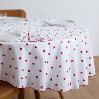 La Redoute Interieurs Rond katoenen tafelkleed, hartenprint, SCACCO