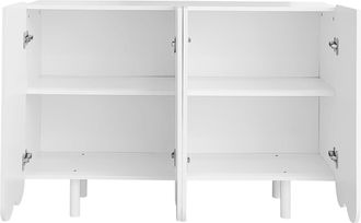 STILVORA Aparador Con 4 Puertas Talladas En Forma De Gota Y Estantes Internos, Bisagras Con Amortiguaci&oacute;n, Moderno, Mdf, Blanco, 120&times;37,5&times;80,8 Cm