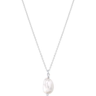 Set & Stones Adelle Pearl Necklace in Silver /White at Nordstrom, Size 16
