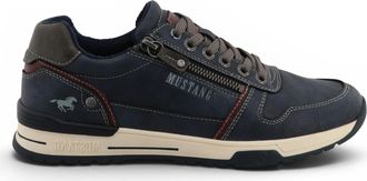 Mustang Mens Navy Faux Leather Trainer Sneaker Shoes - M0281006