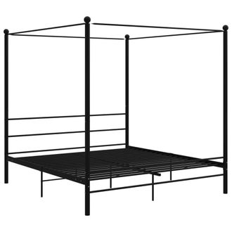Berkfield Home Canopy Bed Frame Black Metal 180x200 cm Super King