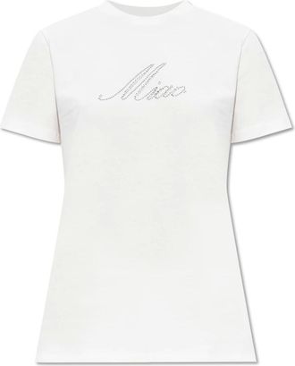 Blumarine Tops, Dames, Wit, L, Katoen, T-shirt met logo