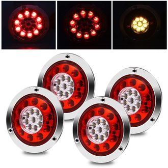 OEM Fanale Posteriore Rotondo A Led, 19 Led, Impermeabile Ip65, 12v/24v, Luce Freno E Indicatore Di Direzione, Set Da 4 Per Rimorchi E Camion