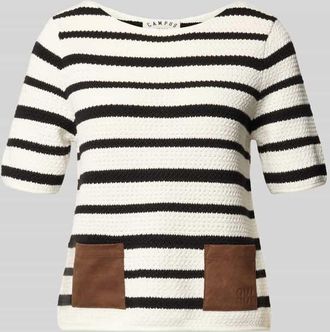 Oui Strickshirt mit aufgesetzten Taschen in Weiss, Gr&ouml;&szlig;e 34