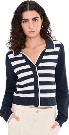 Splendid Nicolette Stp Polo Sweater Womens Sweater Navy/White : XL (Womens 14-16), Cotton
