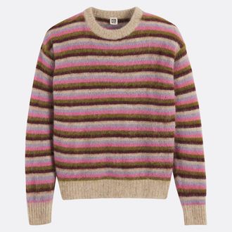 La Redoute Collections Gestreepte trui, ronde hals, grof tricot van alpacamix