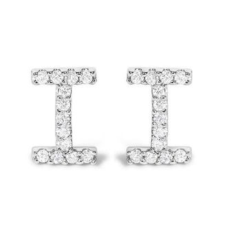 House of Brilliance 10K Gold 1/10 Cttw Diamond Initial A to Z Stud Earring in White Gold | I at Nordstrom