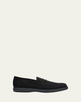Brioni Mens Journey Suede Rubber-Sole Penny Loafers
