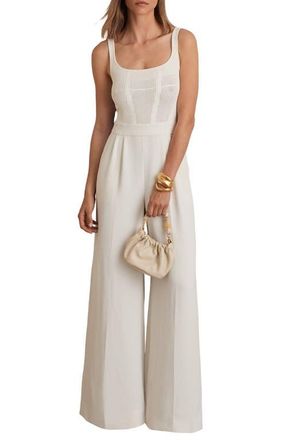 Reiss Carla Sleeveless Wide Leg Jumpsuit in Ivory at Nordstrom, Size 10 Us