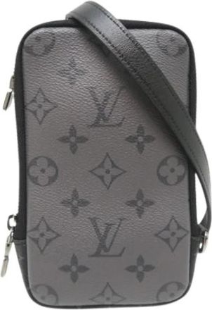 Louis Vuitton Pre-owned Monogram Eclipse Reverse Double Phone Pouch - Heren - Vintage Schoudertas - Zwart - ONE Size - Vintage