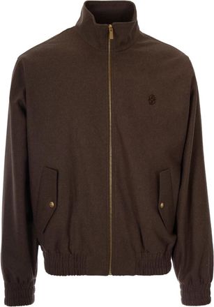 Dr&ocirc;le de Monsieur Geborduurde Fluwelen Track Jacket - Heren - Bomber jackets - Bruin - S - Wol - Jassen