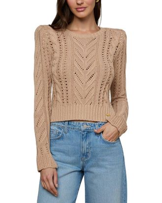 L'agence Mio Cable Crop Silk-Blend Pullover