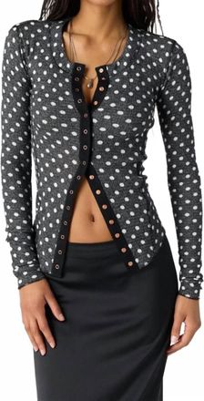 Free People Going Places Printed Cardigan In Dots Black Combo