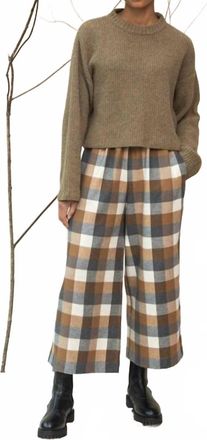 Beaumont Organic Evora Brushed Cotton Trousers In Tan Check