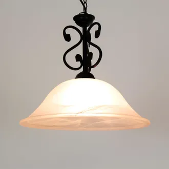 Licht-Erlebnisse Lampada Dorothea Vetro Ciondolo In Metallo Opaco / Riso Vetro Pietra Nera &Oslash;40cm H: 38cm