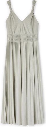 Motivi Lange geplooide lurex jersey jurk - Dames - Maxi kleedjes - Grijs - S - Polyester - Kleedjes