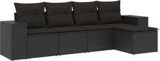 vidaXL Vidaxl - Set De Muebles De Jard&iacute;n 5 Pzas Y Cojines Rat&aacute;n Sint&eacute;tico Negro