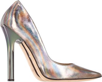 Jimmy Choo London Pre-owned Womens Anouk Disco Mirror Pumps in Multicolor Leather - Grey Sheepskin - Size EU 34