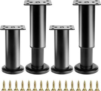 OEM 4 Patas Ajustables Negras Para Muebles (12-18 Cm) Para Armarios, Sof&aacute;s Y Mesas