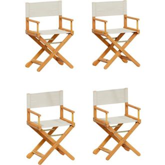 vidaXL Sillas De Jard&iacute;n Plegables 4 Unidades Tela Blanco Crema Vidaxl