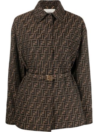 Fendi Giacca con stampa FF - Marrone