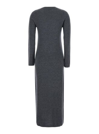 Semicouture Womens Long Knit Dress Brenda Grey Wool