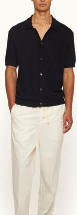 Orlebar Brown Tiernan Classic Fit Capri Collar Mercerised Cotton Shirt in Night Iris at Nordstrom, Size Xx-Large