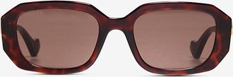 Gucci Rechteckige Sonnenbrille in Schildpattoptik GG
