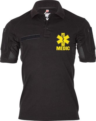 Copytec Tactical Polo Shirt Alfa Medic Emergency Doctor Doctor Lifesaver Hero Medic 32945, Size:XL, Color:Black