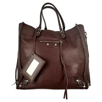 Balenciaga Pre-owned Womens Papier A4 Zip-Around Mini Tote in Burgundy Leather - One Size