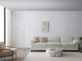 Vente-Unique Lampada da terra in ottone spazzolato e vetro texturizzato - D.25 x H.150 cm - Dorato - LOUXOR