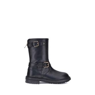 Dolce & Gabbana Black Calf Leather Bos Taurus Lace-Up Mens Boots