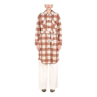 Woolrich Belted Coats, female, Brown, Size: S Gentry Long Overshirt