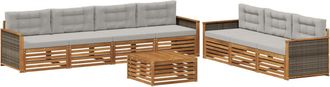 vidaXL Conjunto De Sof&aacute;s De Exterior 8 Uds. Natural Y Gris Claro Vidaxl