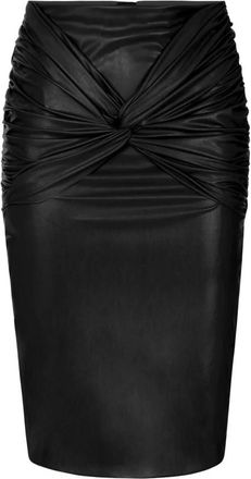 Elisabetta Franchi Rok met twistdetail en ruches - Dames - Korte rokken - Zwart - M - Polyester - Rokken