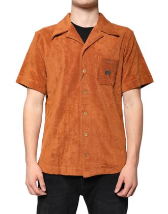 Dolce & Gabbana Hazel Cotton Velvet Button Down Collared Mens Shirt